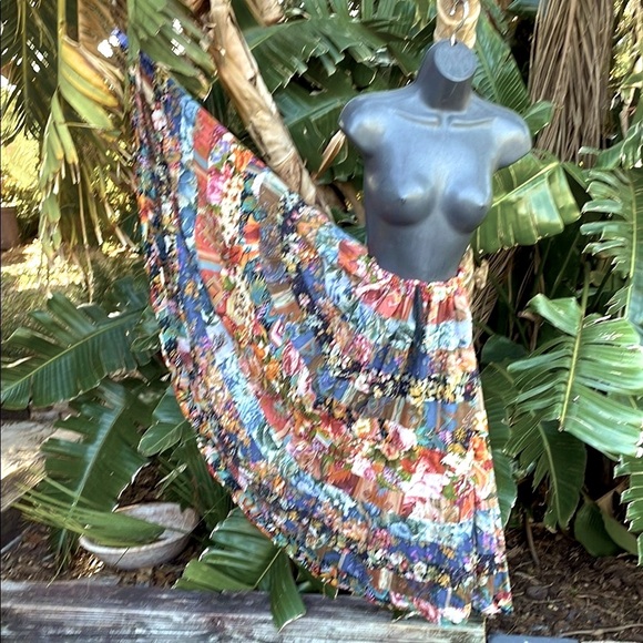 Vintage Dresses & Skirts - Patchwork tiered, bohemian floral cotton, full skirt